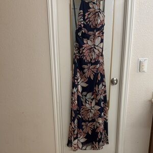 Lulu's Navy and Pink Floral Maxi Dress